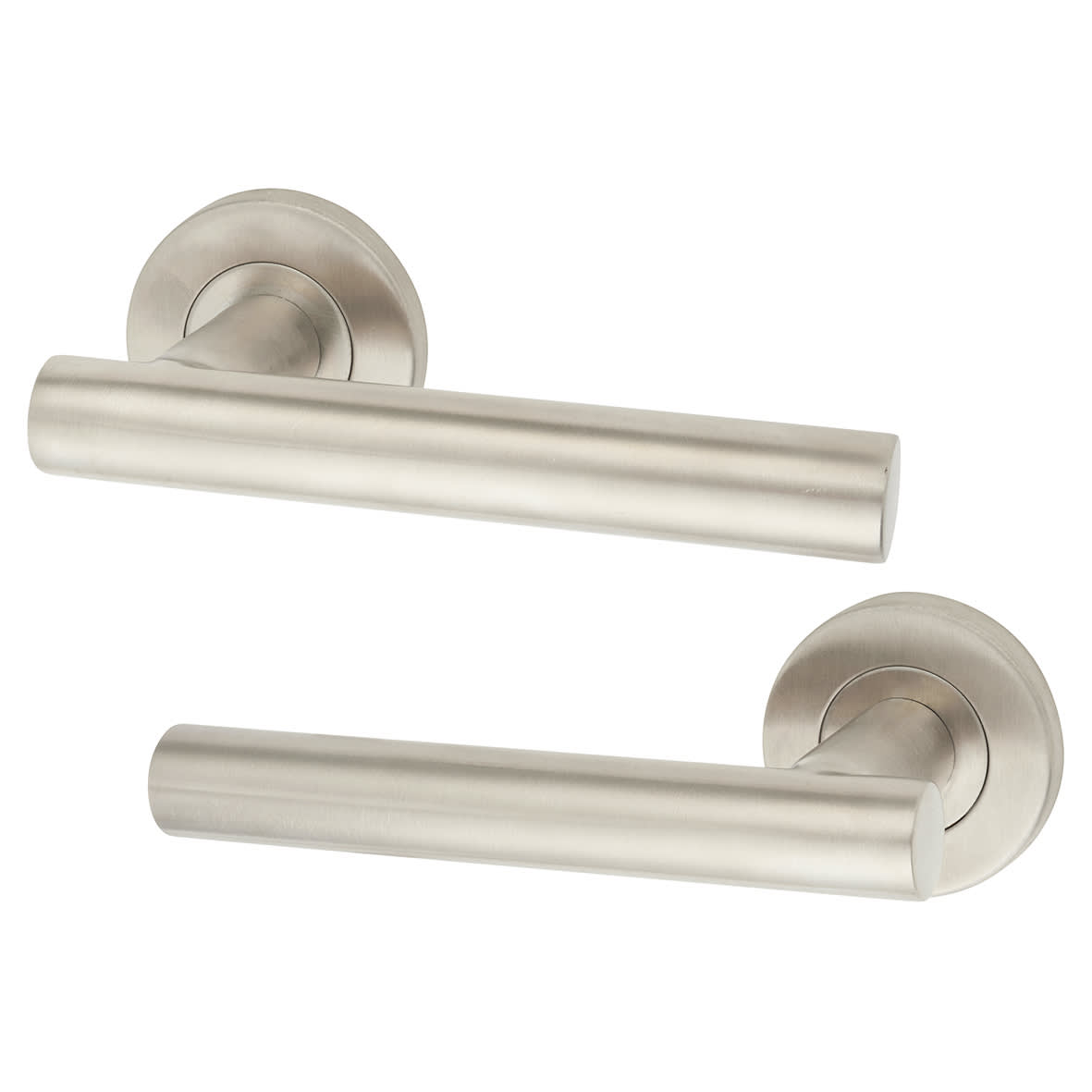 Satin Stainless Steel 19mm Straight T-Bar Door Handles on Round Rose - view 2