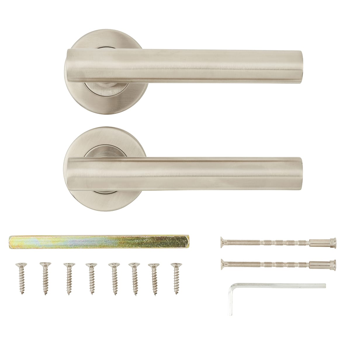Satin Stainless Steel 19mm Straight T-Bar Door Handles on Round Rose - view 7
