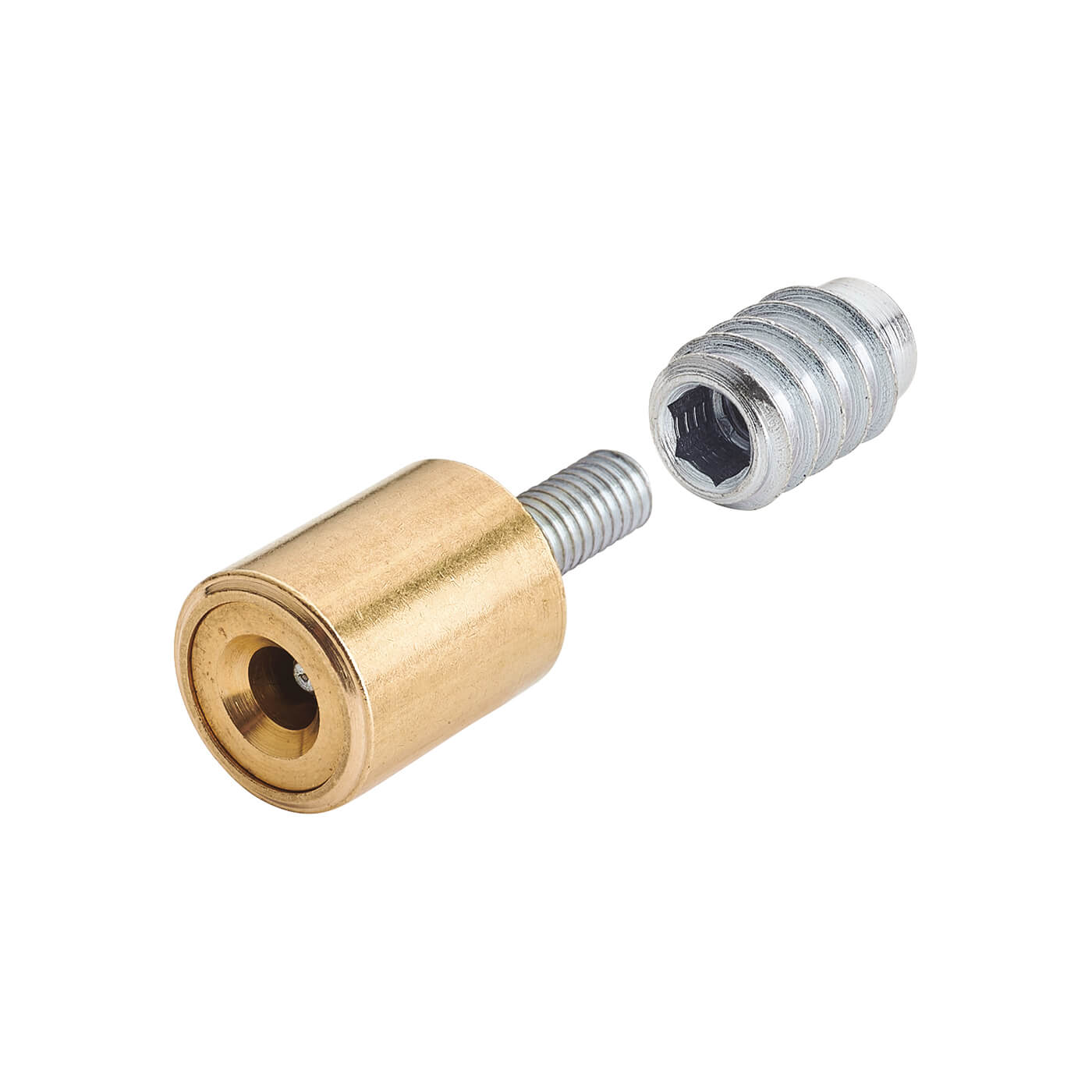 Bramah Rola Wooden Sash Window Stop - 19mm - Satin Brass - 2 Body + 4 Inserts - view 2