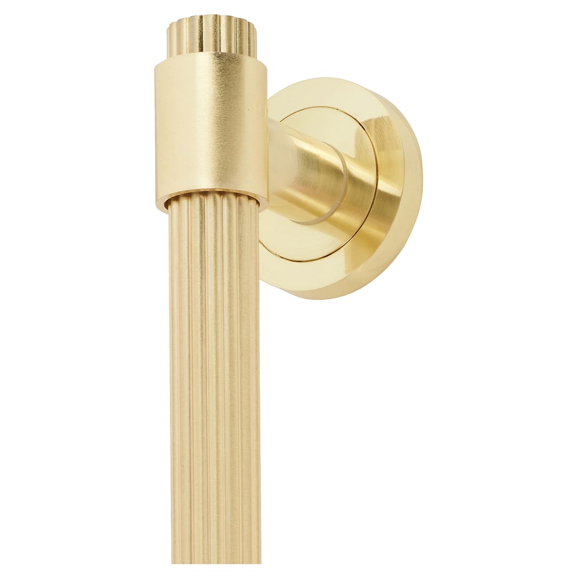 Satin Brass 20mm Thick Lines T-Bar Door Pull Handle on Rose - Screw Fix - 300mm Centres - view 2