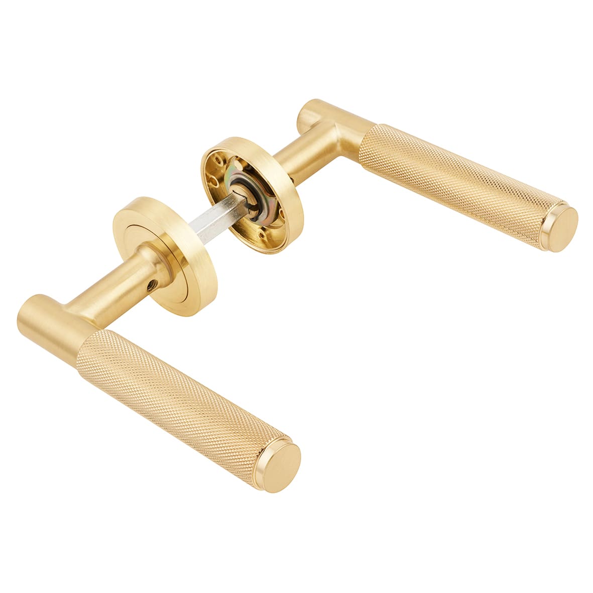 Satin Brass Knurled 3 Lever Sashlock Door Handles Pack - Remi Range - view 5