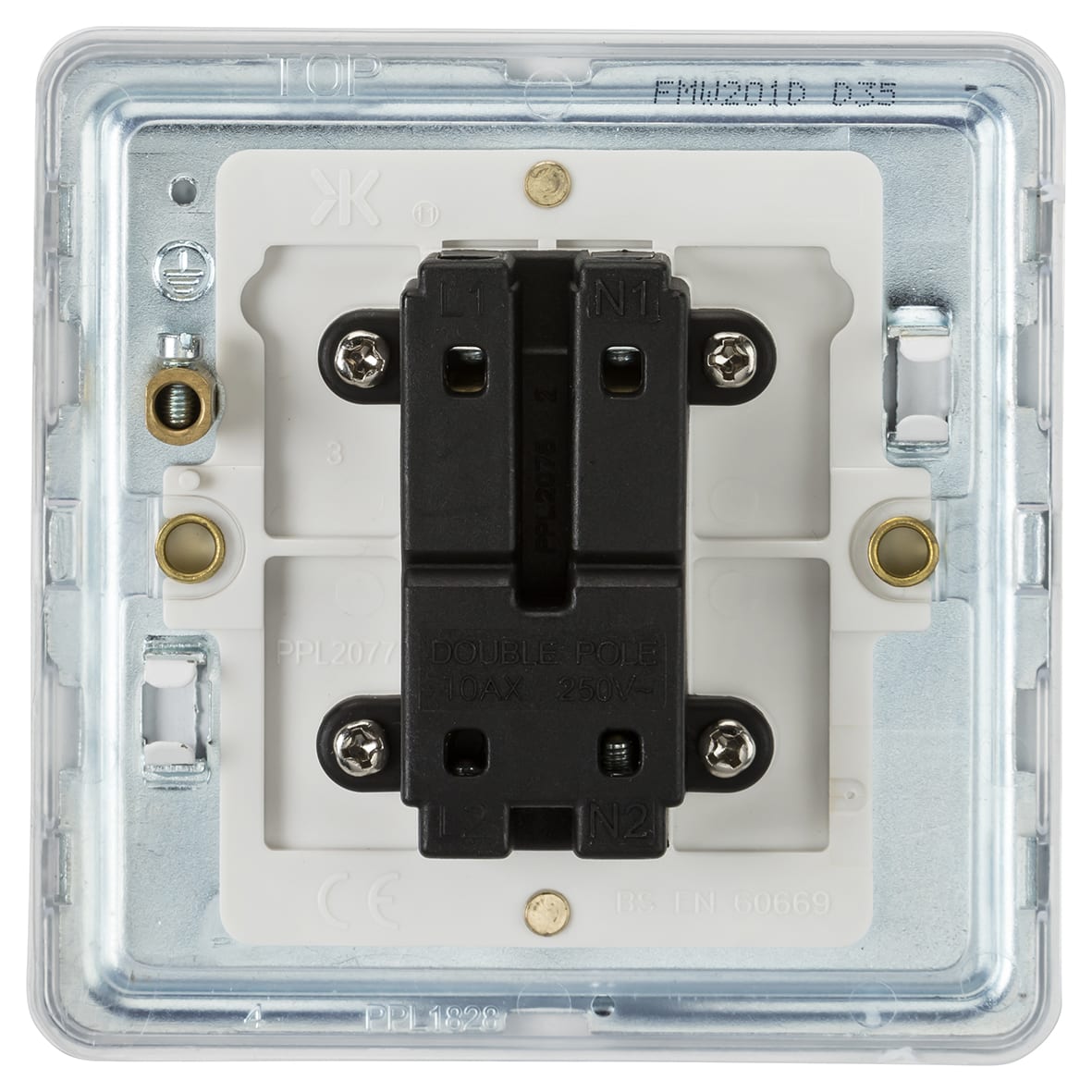 10AX 1 Gang Screwless Flat Plate Double Pole Light Switch - Matt White - view 3