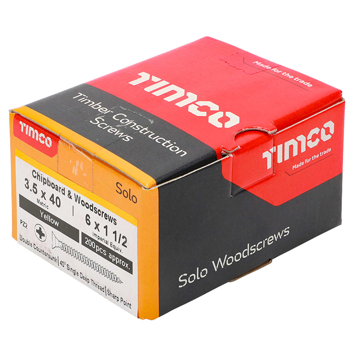 Solo Chippy Pozi Countersunk Wood Screws - 3.5 x 40mm - Yellow Zinc - Pack of 200 - view 4