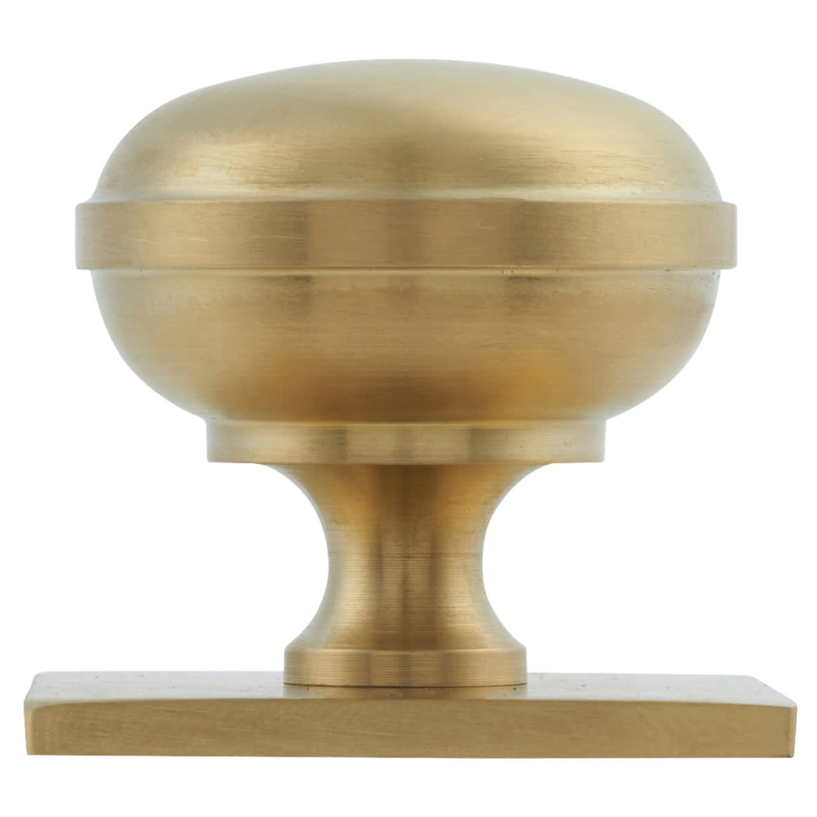 Quantock Cabinet Knob on Square Backplate - 34mm Diameter - PVD Satin Brass - view 2
