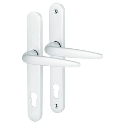 White uPVC Multipoint Door Handles - Long Plate - 92mm c/c - Sparta Range - view 2
