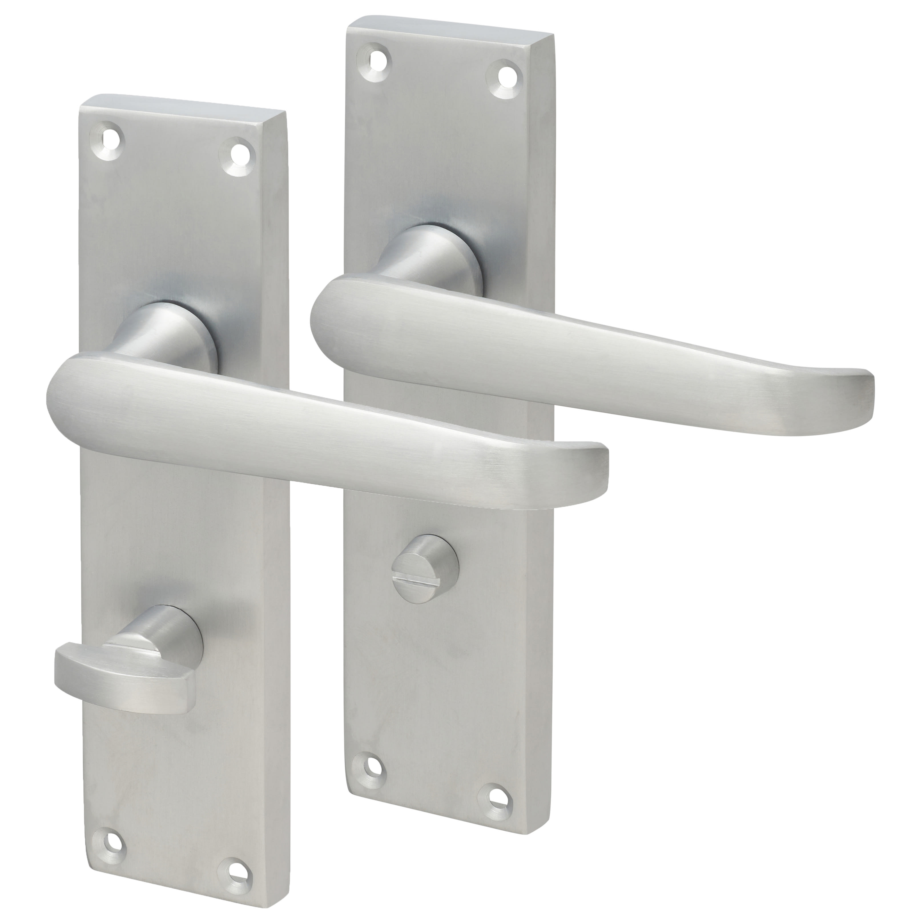 Satin Chrome Victorian Straight Bathroom Door Handles - 155 x 42mm - view 2