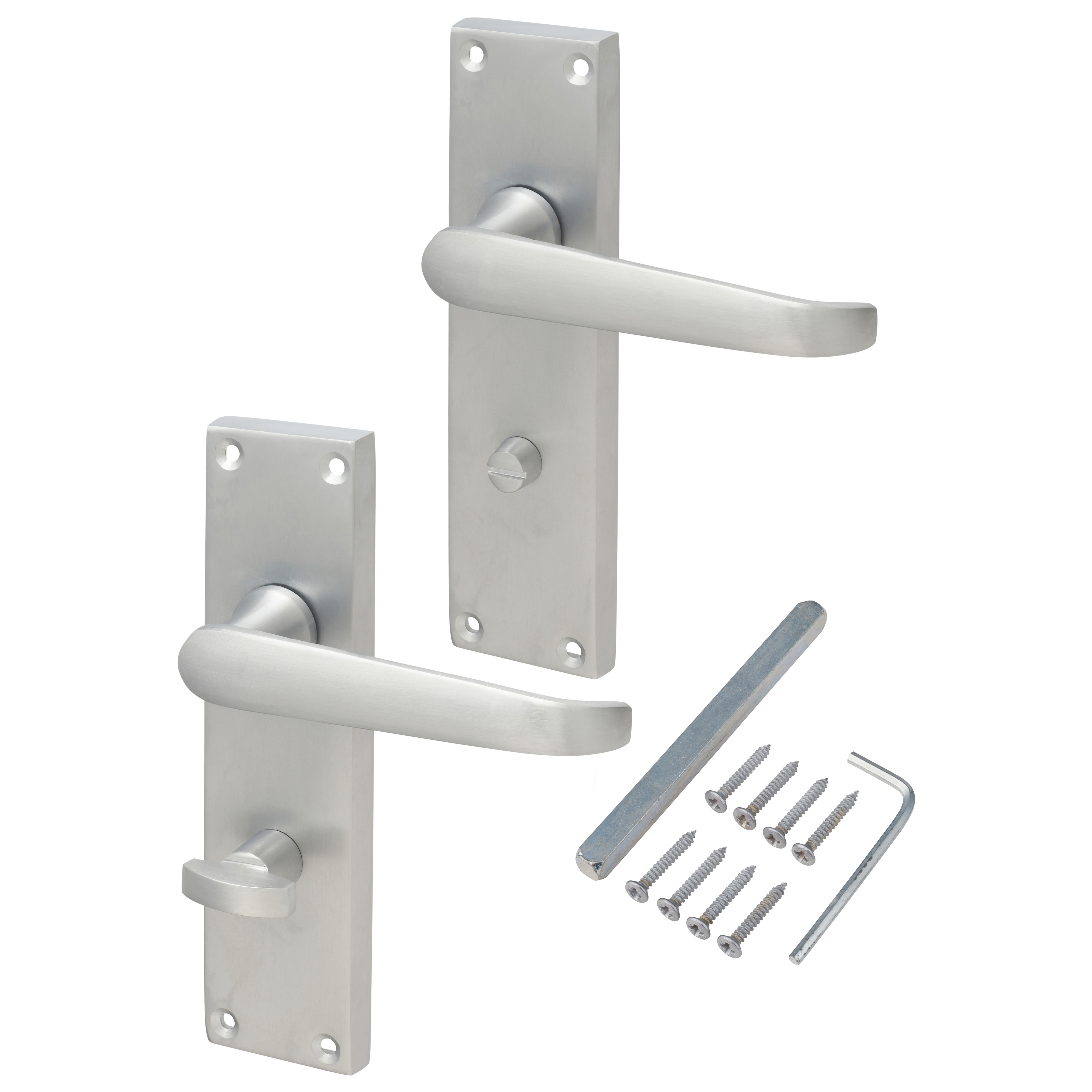 Satin Chrome Victorian Straight Bathroom Door Handles - 155 x 42mm - view 3