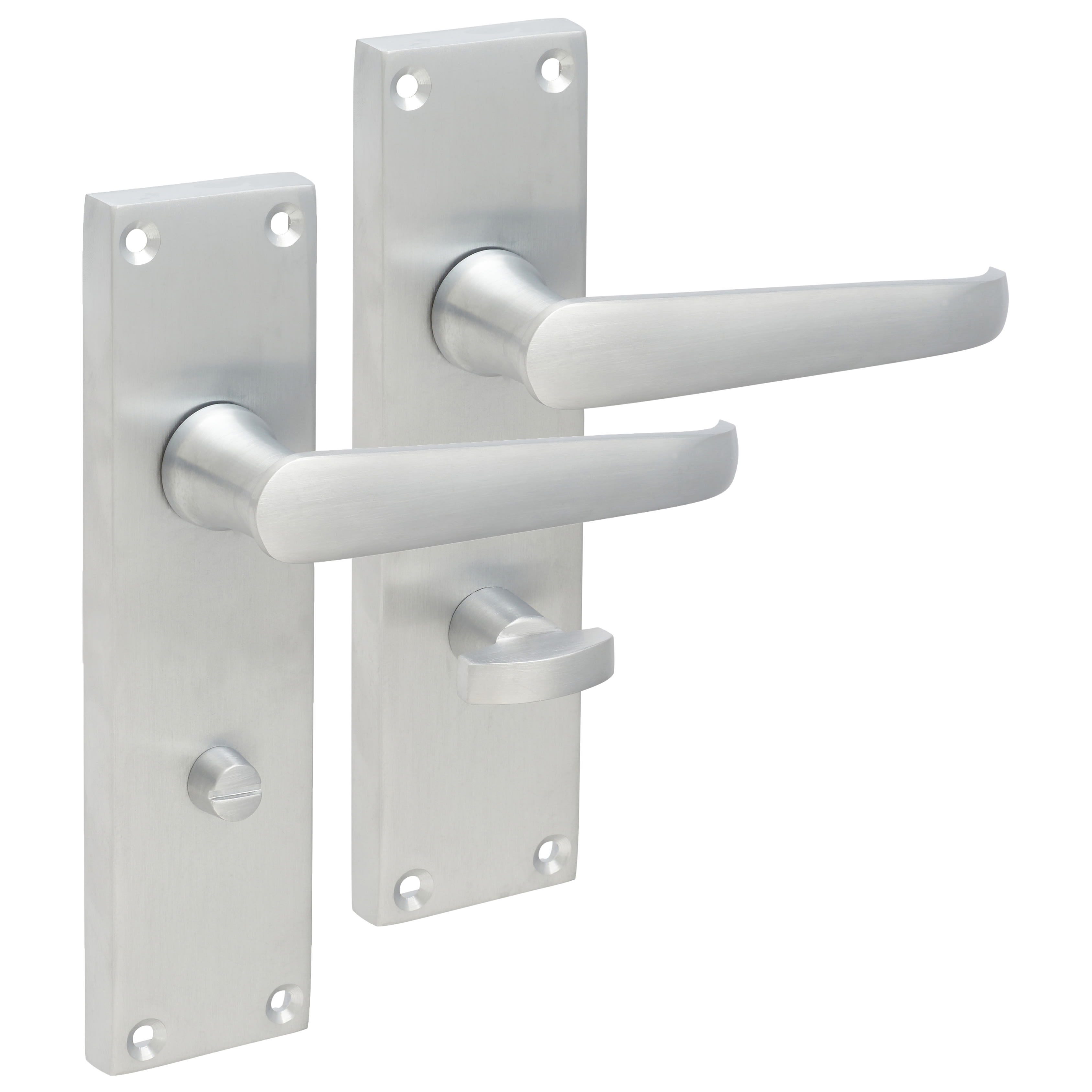 Satin Chrome Victorian Straight Bathroom Door Handles - 155 x 42mm - view 4