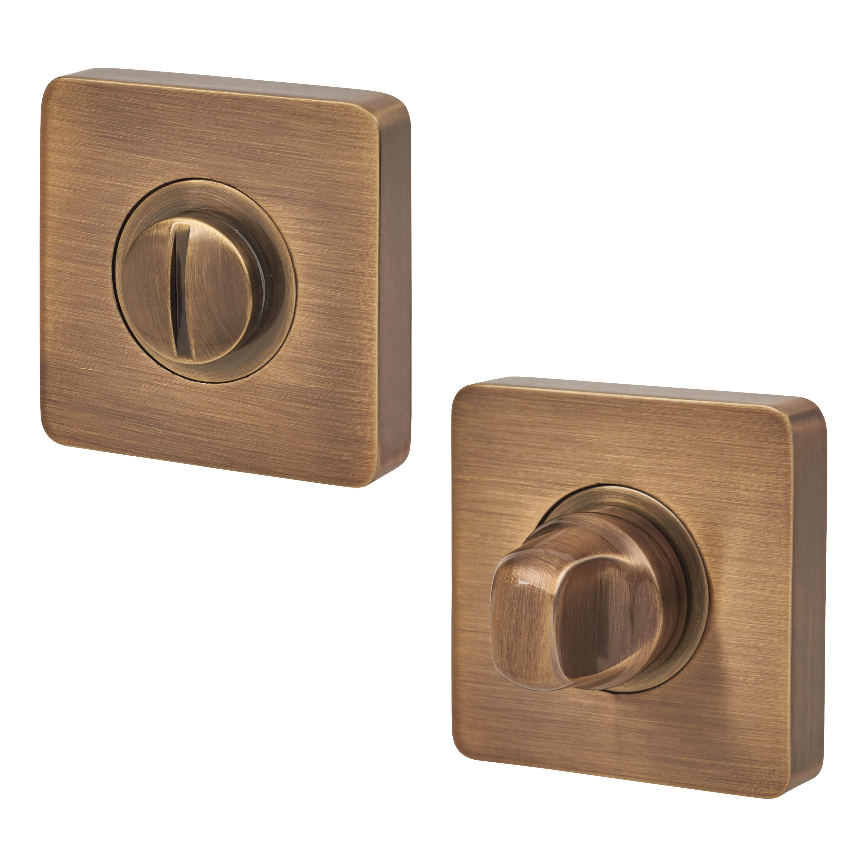 Square Bathroom Turn & Release - 52mm Diameter - Antique Brass - view 2