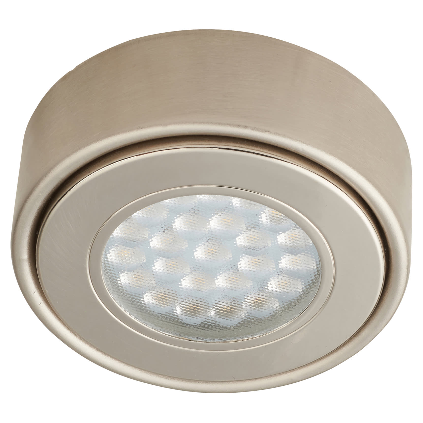 Rome 1.5W LED Round Cabinet Downlight - 4000K Cool White - Satin Nickel - Pack of 3 - view 2
