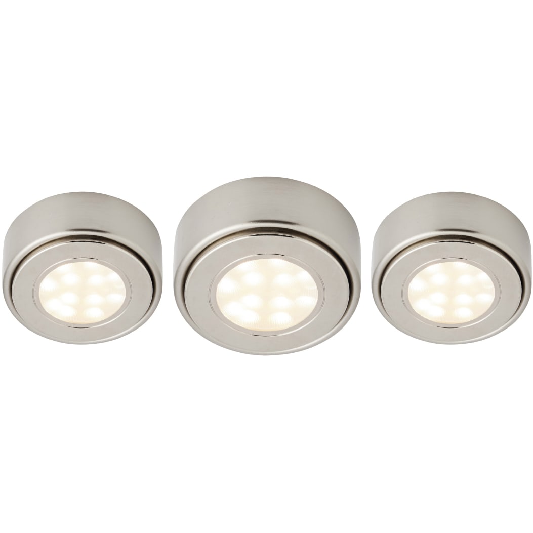 Rome 1.5W LED Round Cabinet Downlight - 4000K Cool White - Satin Nickel - Pack of 3 - view 4