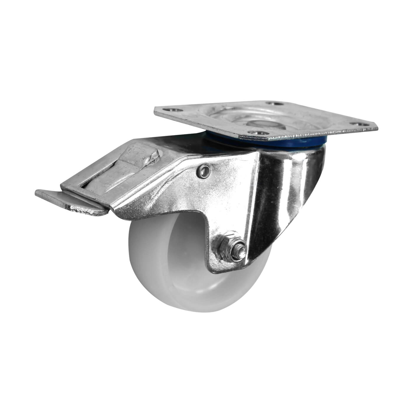 Heavy Duty Industrial Castor - Swivel Braked - 80kg Max Weight - 80mm Diameter - White - view 2