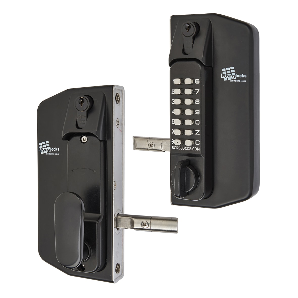 Borg BL3100 External Marine Grade ECP Push Button Gate Code Lock - Key Override - Holdback - Black - view 2