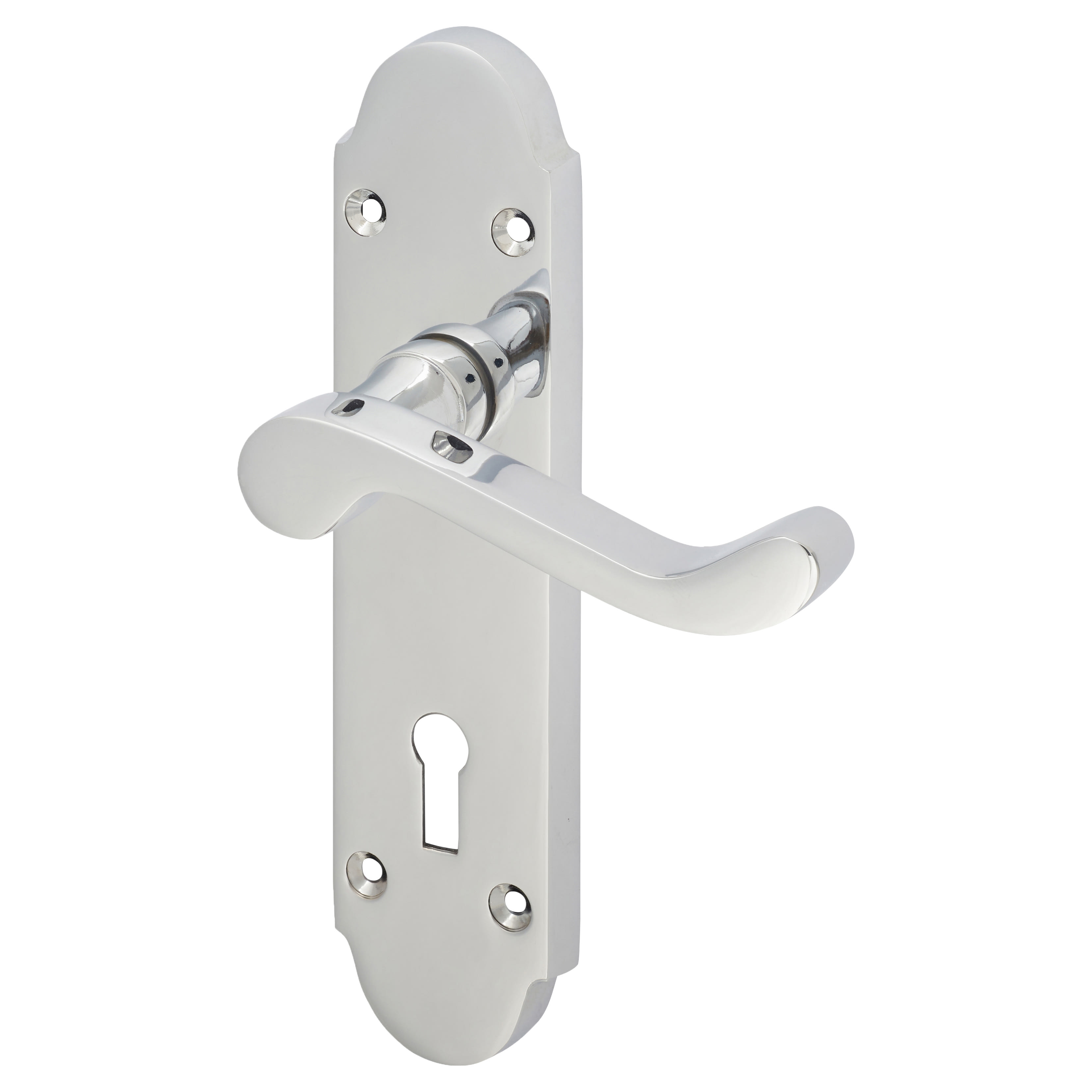 Polished Chrome Victorian Summer Scroll Keyhole Lock Door Handles - 168 x 40mm - view 2