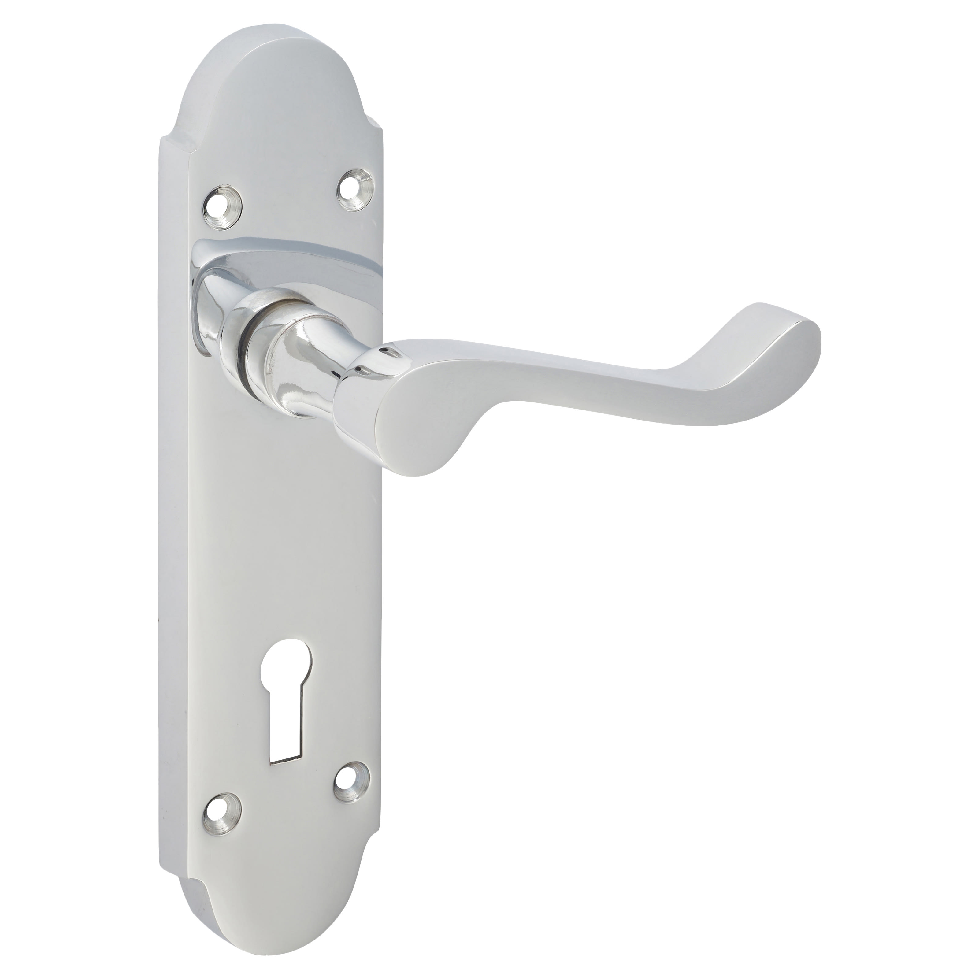 Polished Chrome Victorian Summer Scroll Keyhole Lock Door Handles - 168 x 40mm - view 4