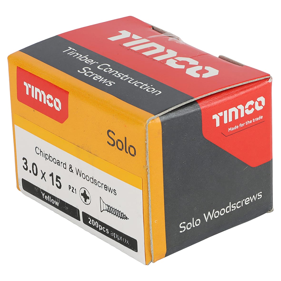 Solo Chippy Pozi Countersunk Wood Screws - 3.0 x 15mm - Yellow Zinc - Pack of 200 - view 4