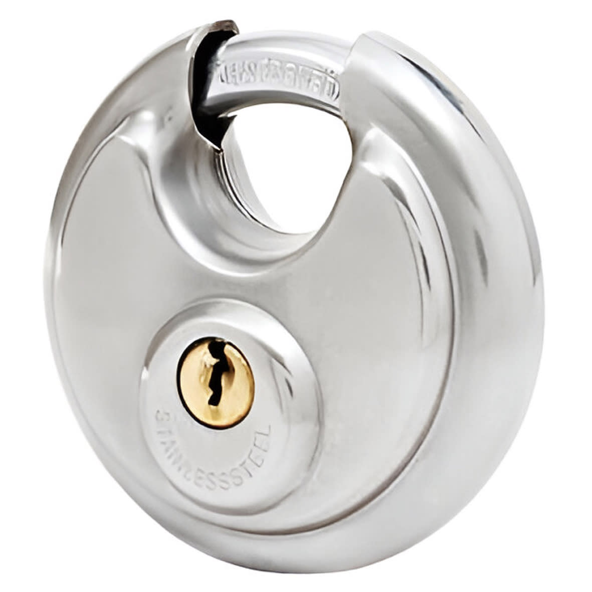 Watchman by Squire Disc Padlock - 70mm Body - 16 x 22mm Shackle - Keyed To Differ - Stainless Steel - view 3