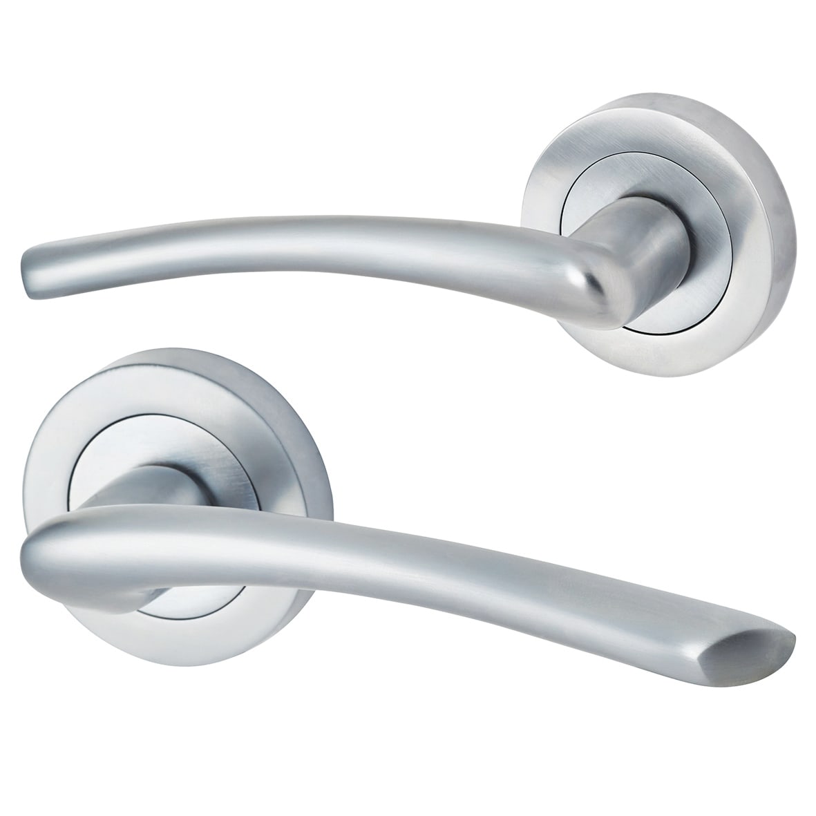 Satin Chrome 3 Lever Sashlock Door Handles on Rose Pack - Rimini Range - view 2
