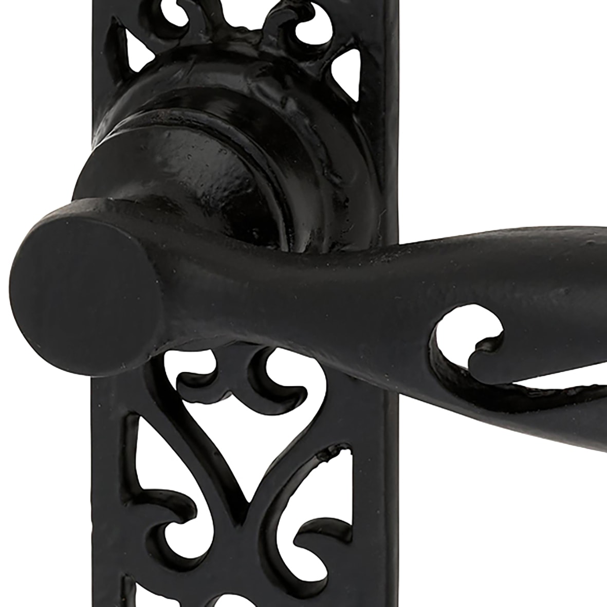 Antique Black Cottage Keyhole Lock Door Handles - 134 x 38mm - view 4