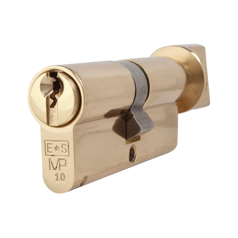 10 Pin 70mm Euro Thumbturn Cylinder - 35mm Turn + 35mm - Polished Brass - Master Keyed - view 2