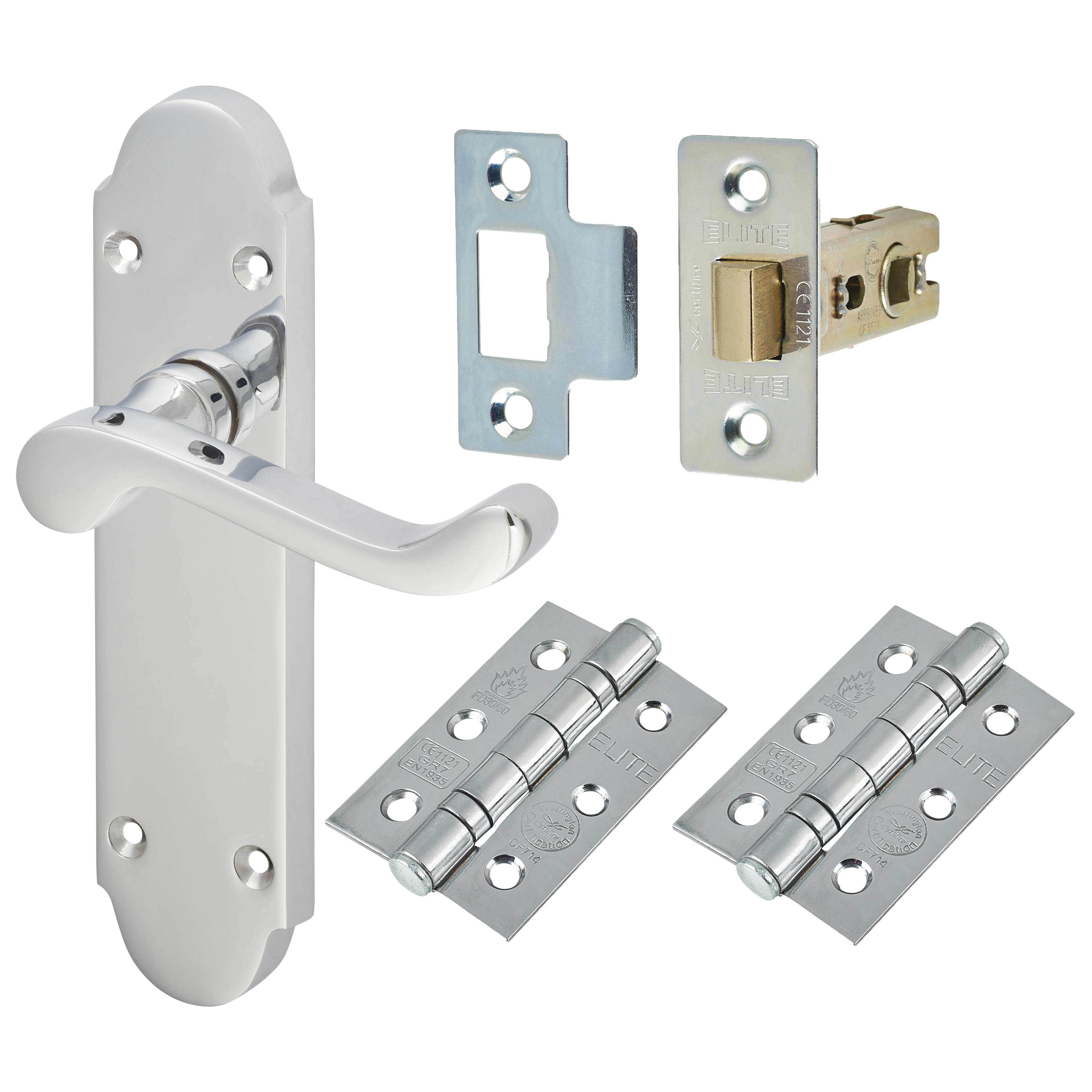Polished Chrome Victorian Summer Scroll Latch Door Handles Pack - view 2