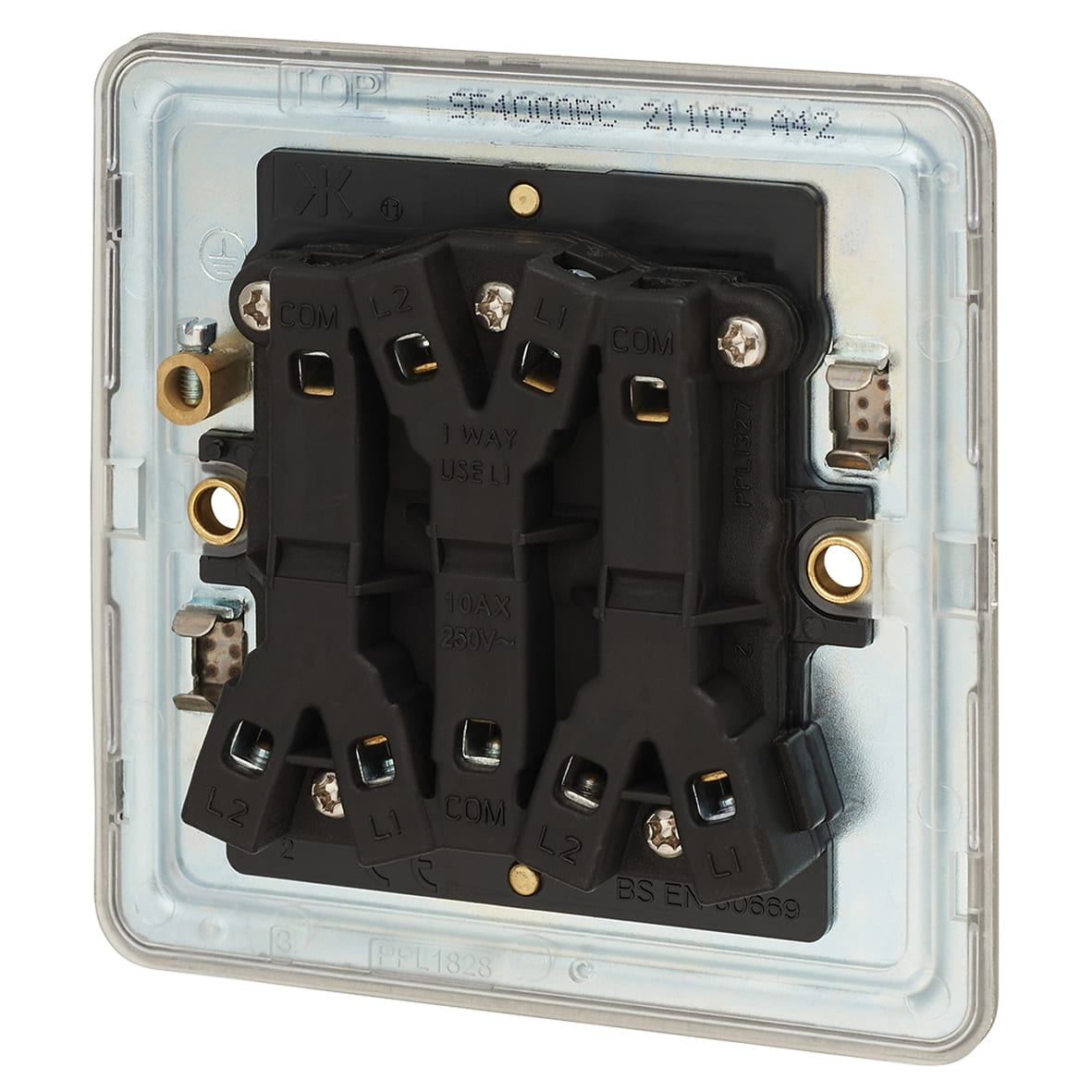 10AX 3 Gang Screwless Flat Plate Light Switch - Brushed Chrome - view 2