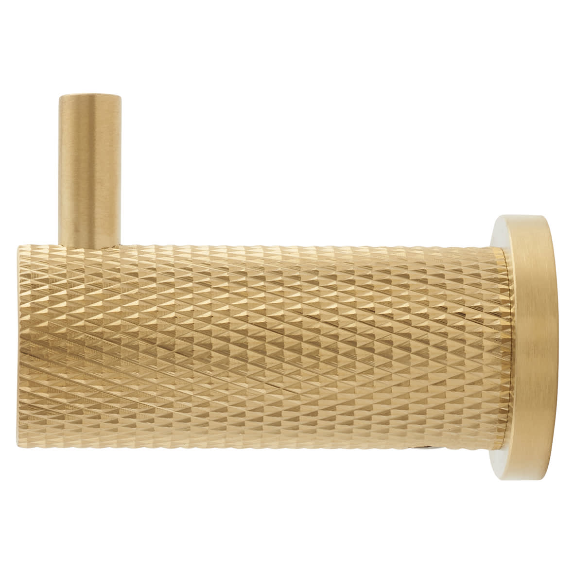 Brunel Diamond Knurled Single Coat Hook - 48 x 25mm - PVD Satin Brass - view 2