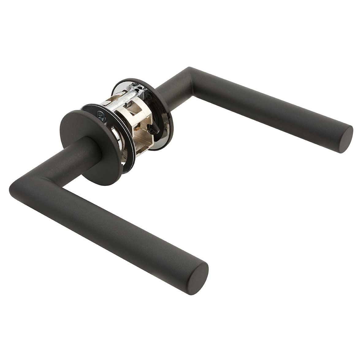 Graphite Grey Door Handles on Round Slim Rose - Schema Minim Range - view 4