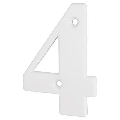 79mm Screw Fix Door Numeral - 4 - White - view 2