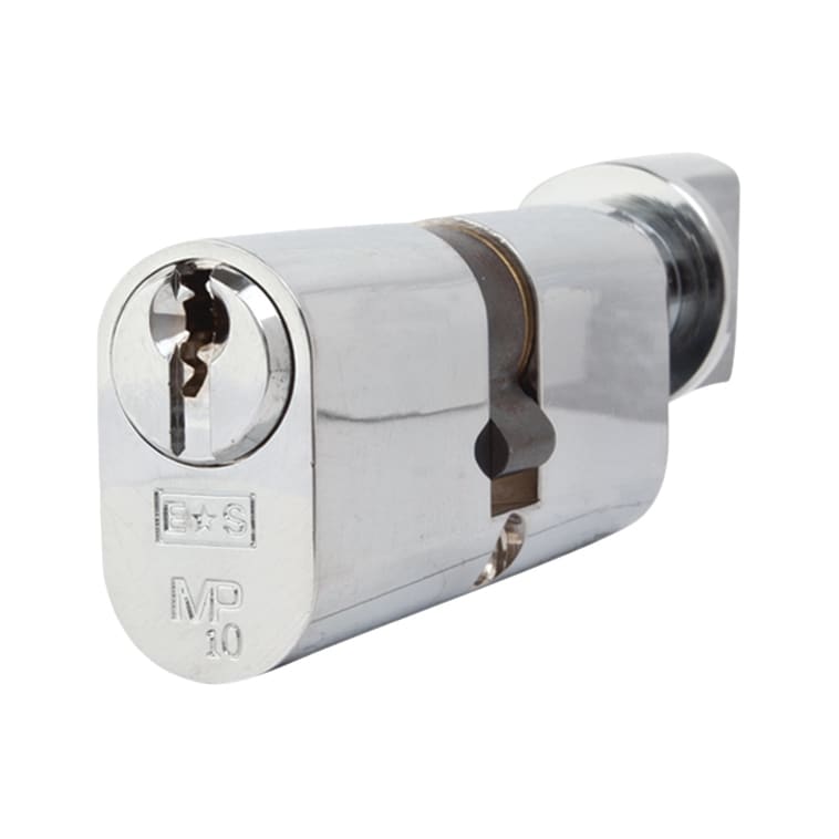 10 Pin 70mm Oval Thumbturn Cylinder - 35mm Turn + 35mm - Pol Chrome - Keyed to Differ - view 2