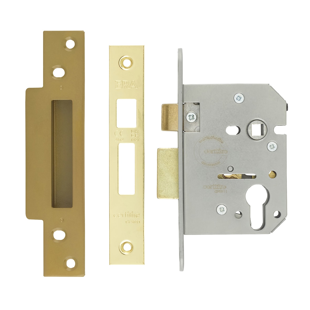 Viscount Bolt Through Euro Profile Sashlock - 76mm Case - 56mm Backset - Polished Brass - view 2