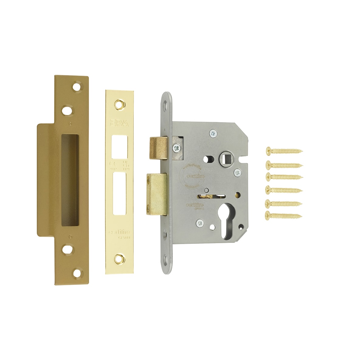 Viscount Bolt Through Euro Profile Sashlock - 76mm Case - 56mm Backset - Polished Brass - view 3