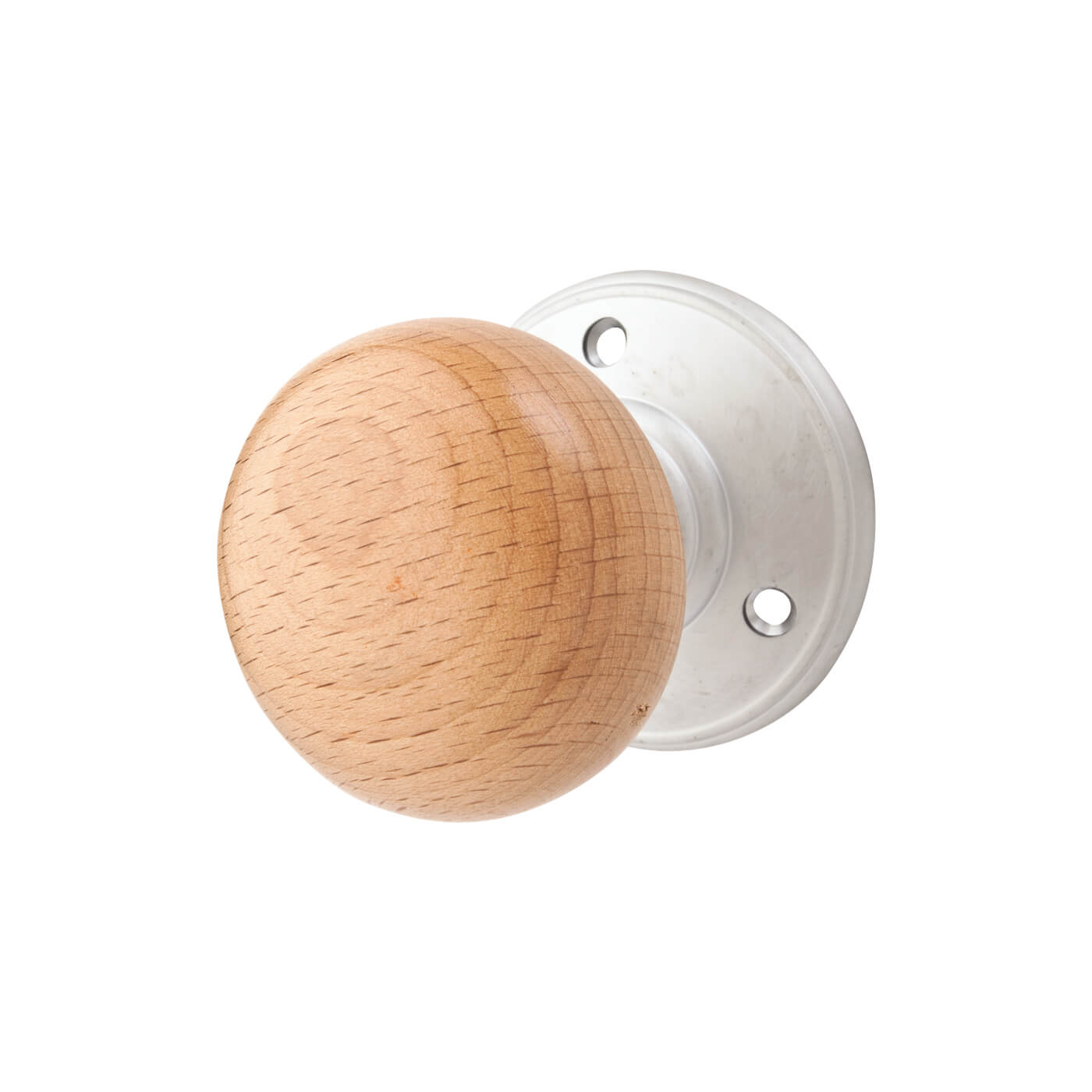 Oak Knob & Satin Chrome Rose Mortice Door Knob - 70mm Rose Diameter - Delamain Range - view 2