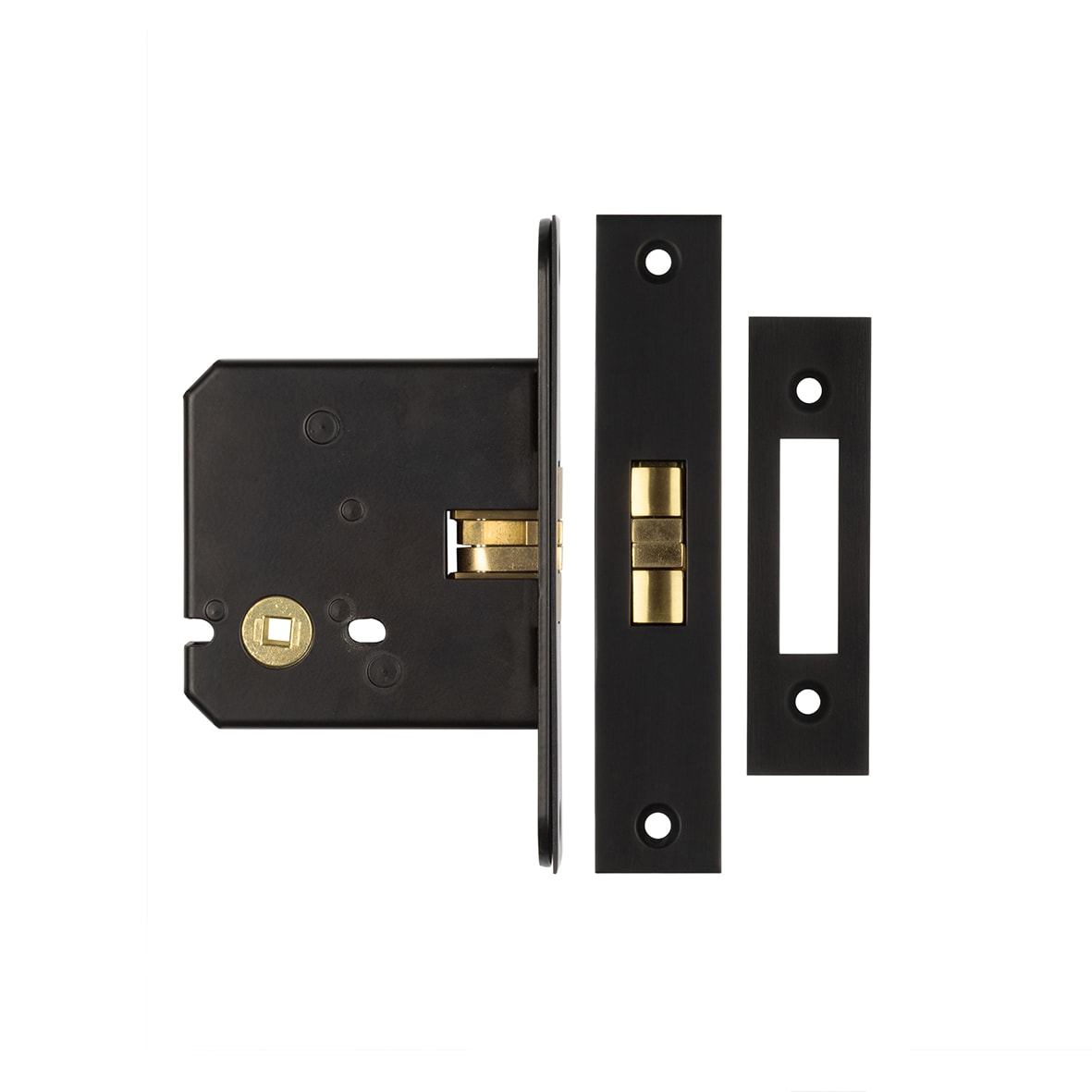 Sliding Door Bathroom Lock - 76mm Case - 56mm Backset - Matt Black - view 2