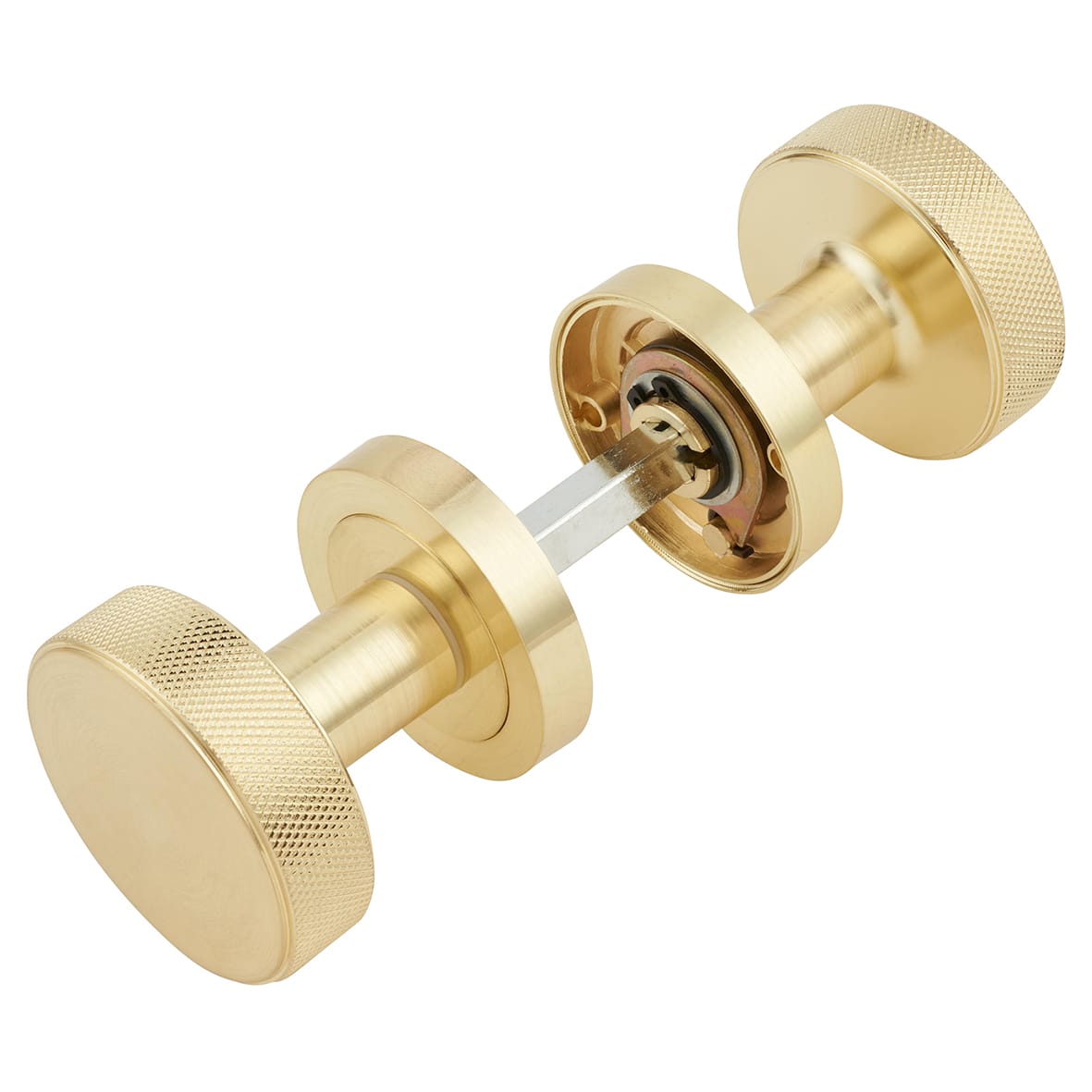 Satin Brass Knurled Mortice Door Knob - 52mm Rose Diameter - Satin Brass - Riley Range - view 4