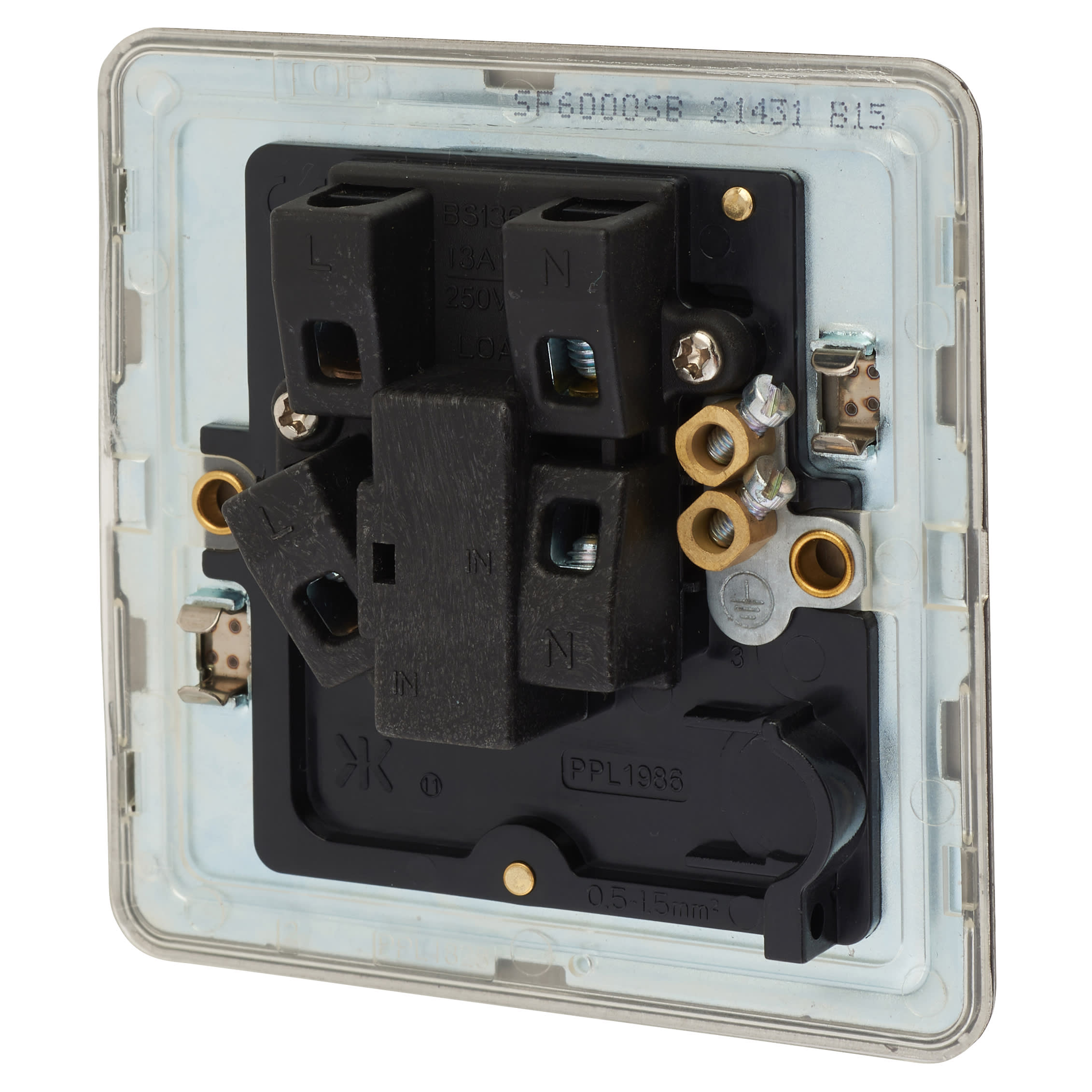 13A 1 Gang Screwless Flat Plate Unswitched Fused Spur - Smoked Bronze - view 3
