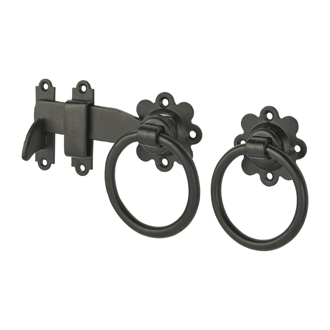 Heavy Duty Ring Gate Latch - 150mm Throw - Black Galvanised - view 2