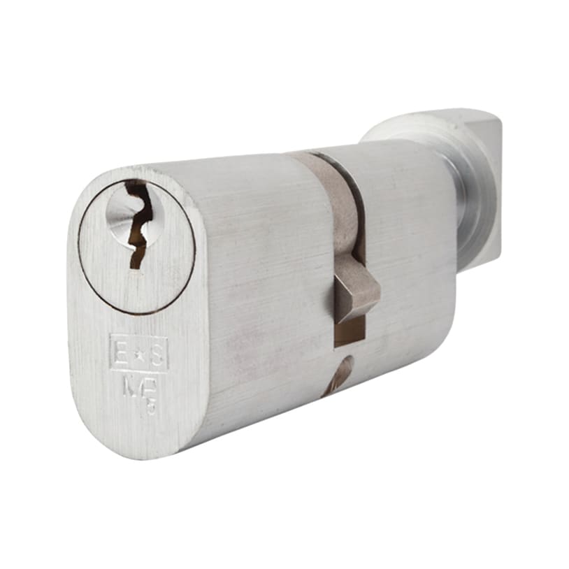 5 Pin 70mm Oval Thumbturn Cylinder - 35mm Turn + 35mm - Satin Chrome - Keyed Alike - view 2