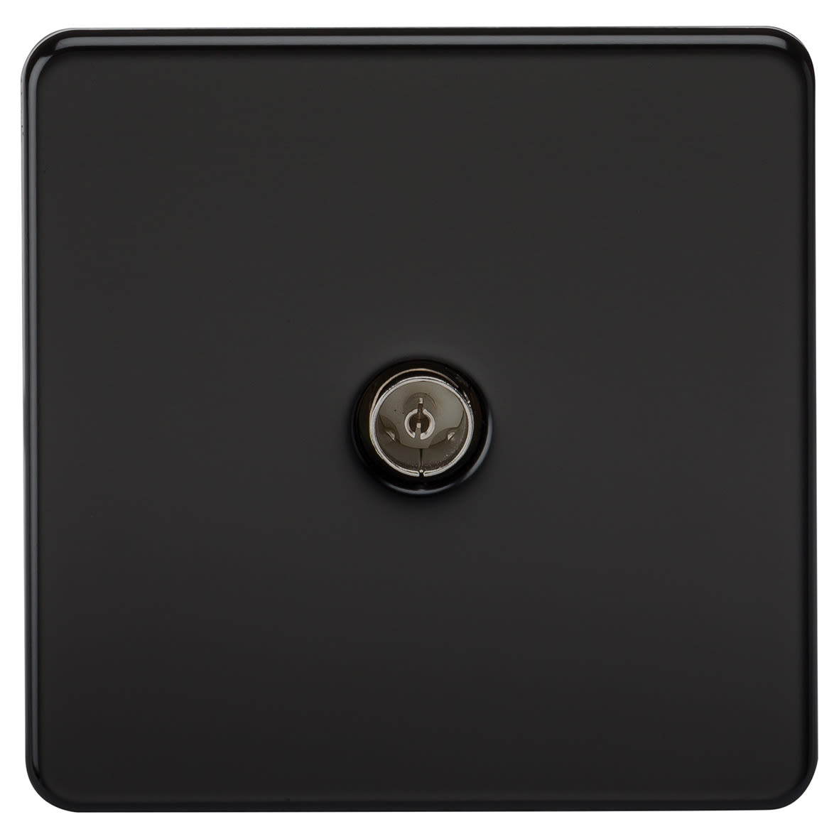 1 Gang Screwless Flat Plate Non Isolated TV Outlet - Matt Black - view 3