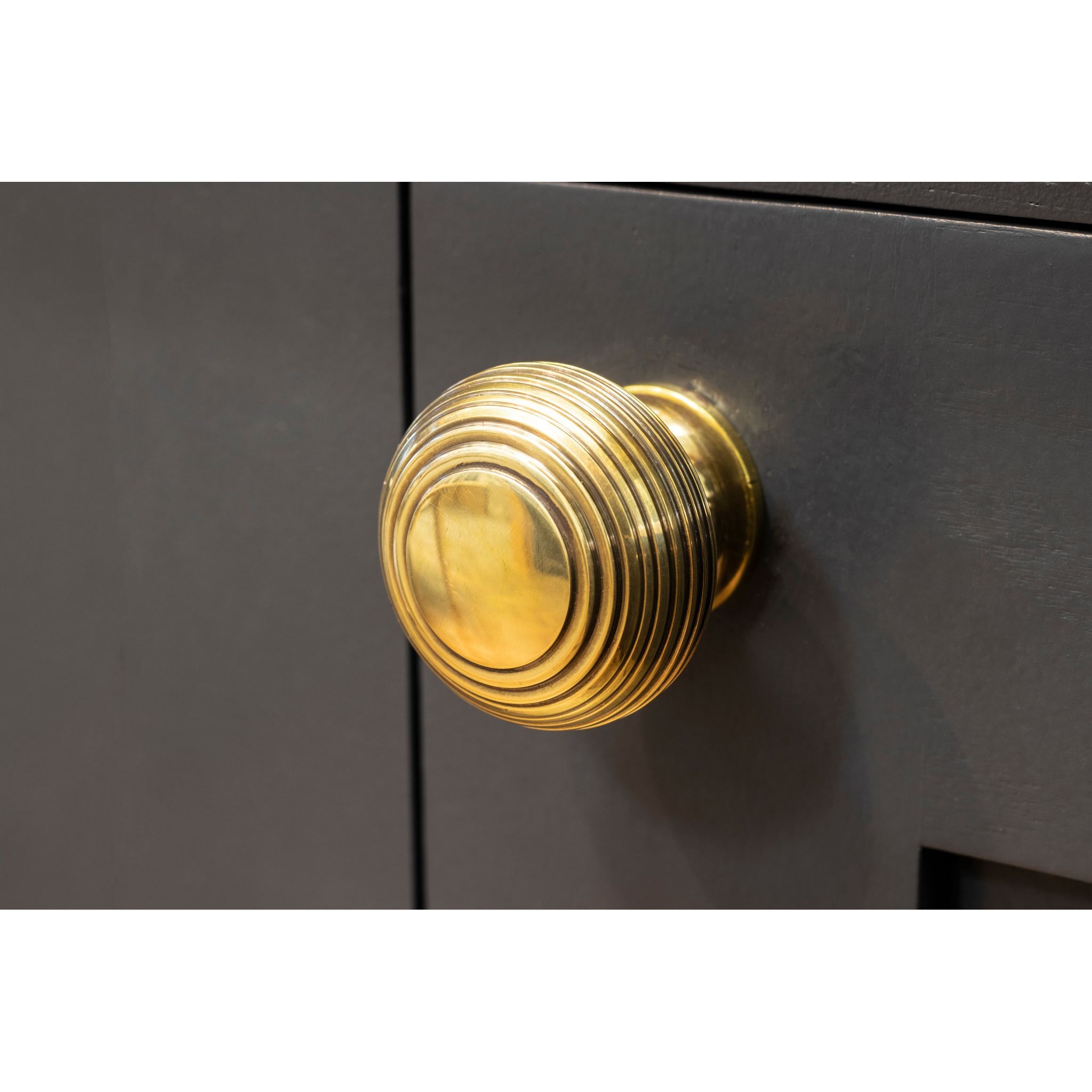 Beehive Round Cabinet Knob - 40mm Diameter - Antique Brass - view 2