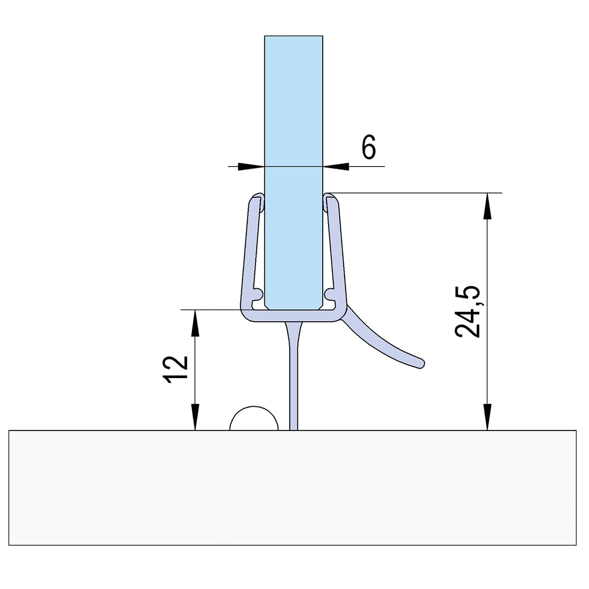 Clear PVC Shower Seal - Bottom Wipe Seal with Deflector - Suits 6-8mm Glass - view 4