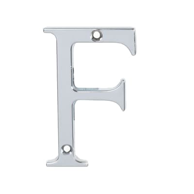 76mm Screw Fix Door Letter - F - Bright Chrome - view 2