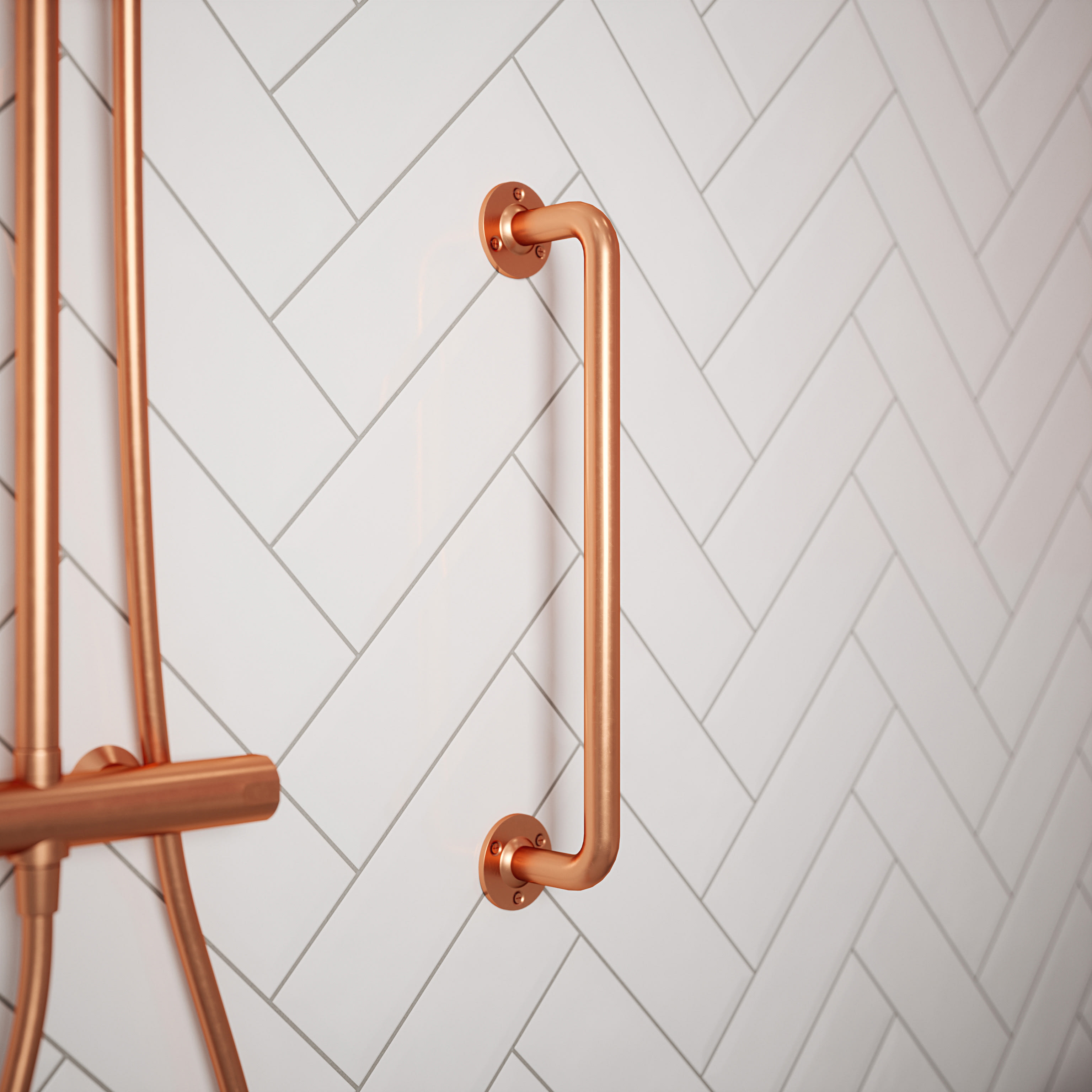 25mm Steel Grab Rail - 457mm Length - Polished Copper - view 2