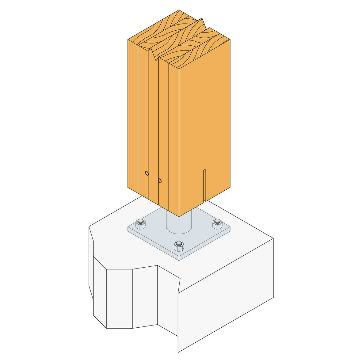 PISBMAXIG-B Heavy Duty Elevated Post Base for 120-200mm Posts - 148mm Height - view 2