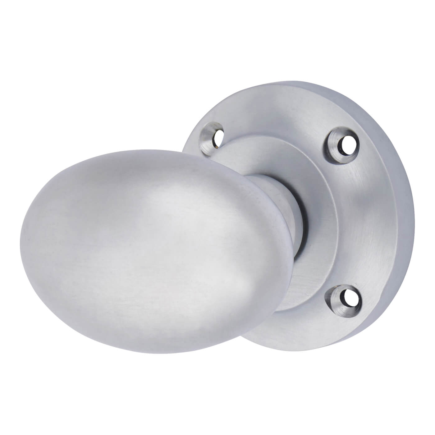Satin Chrome Oval Mortice Door Knob - 57mm Rose Diameter - view 2