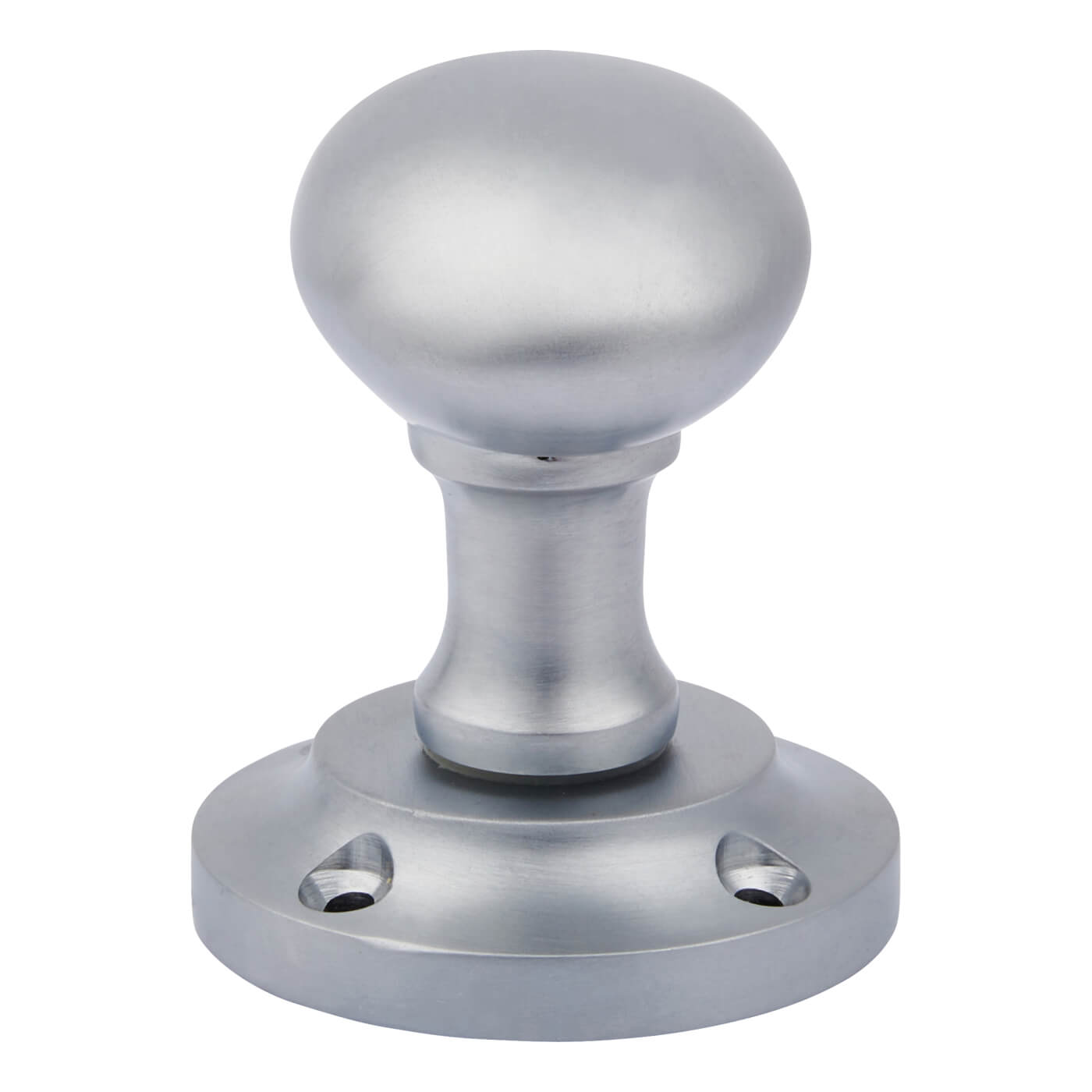 Satin Chrome Oval Mortice Door Knob - 57mm Rose Diameter - view 4