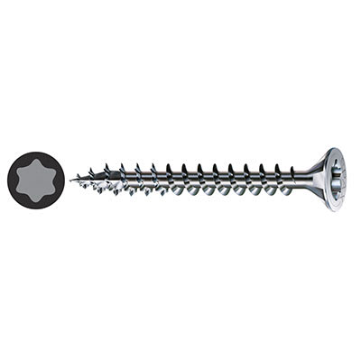 T-Star Plus Torx Countersunk Wood Screws - 6.0 x 80mm - WIROX Zinc Plated - Pack of 100 - view 2