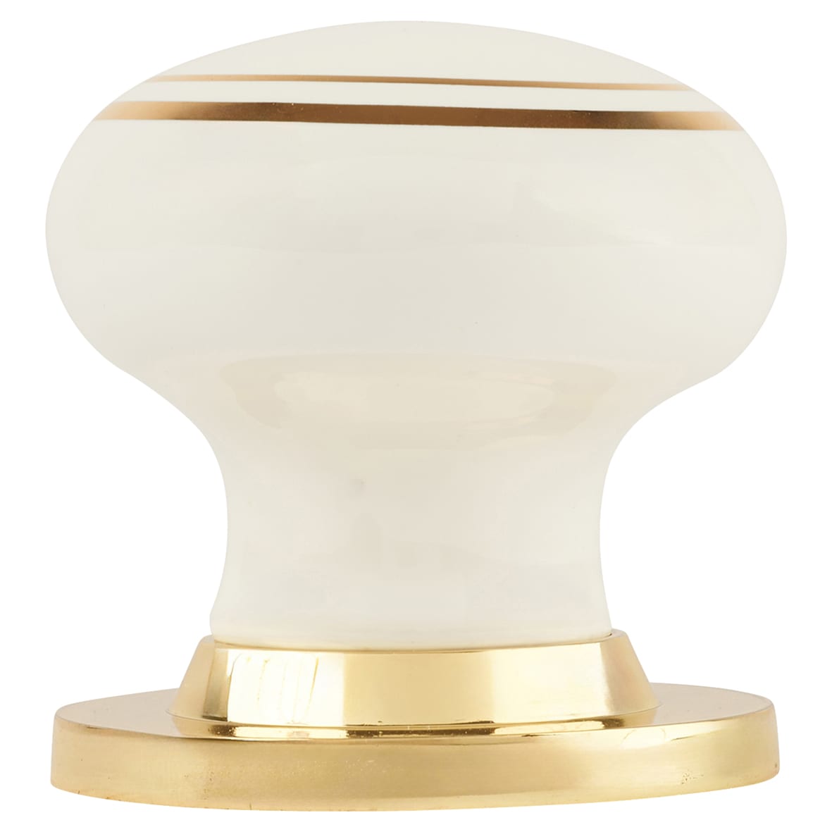 White and Gold Designer Porcelain Mortice/Rim Door Knob - 60mm Rose Diameter - view 4