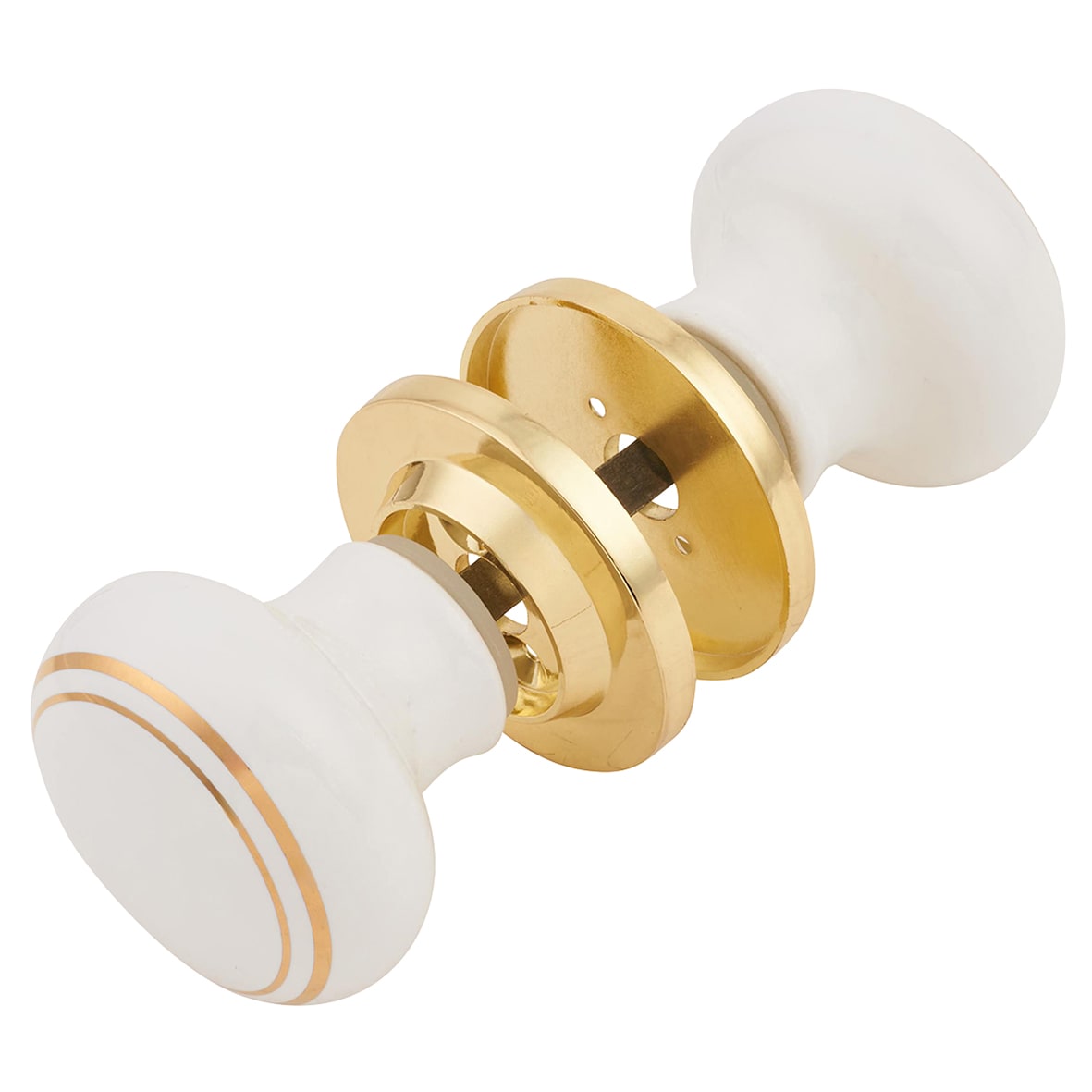 White and Gold Designer Porcelain Mortice/Rim Door Knob - 60mm Rose Diameter - view 5