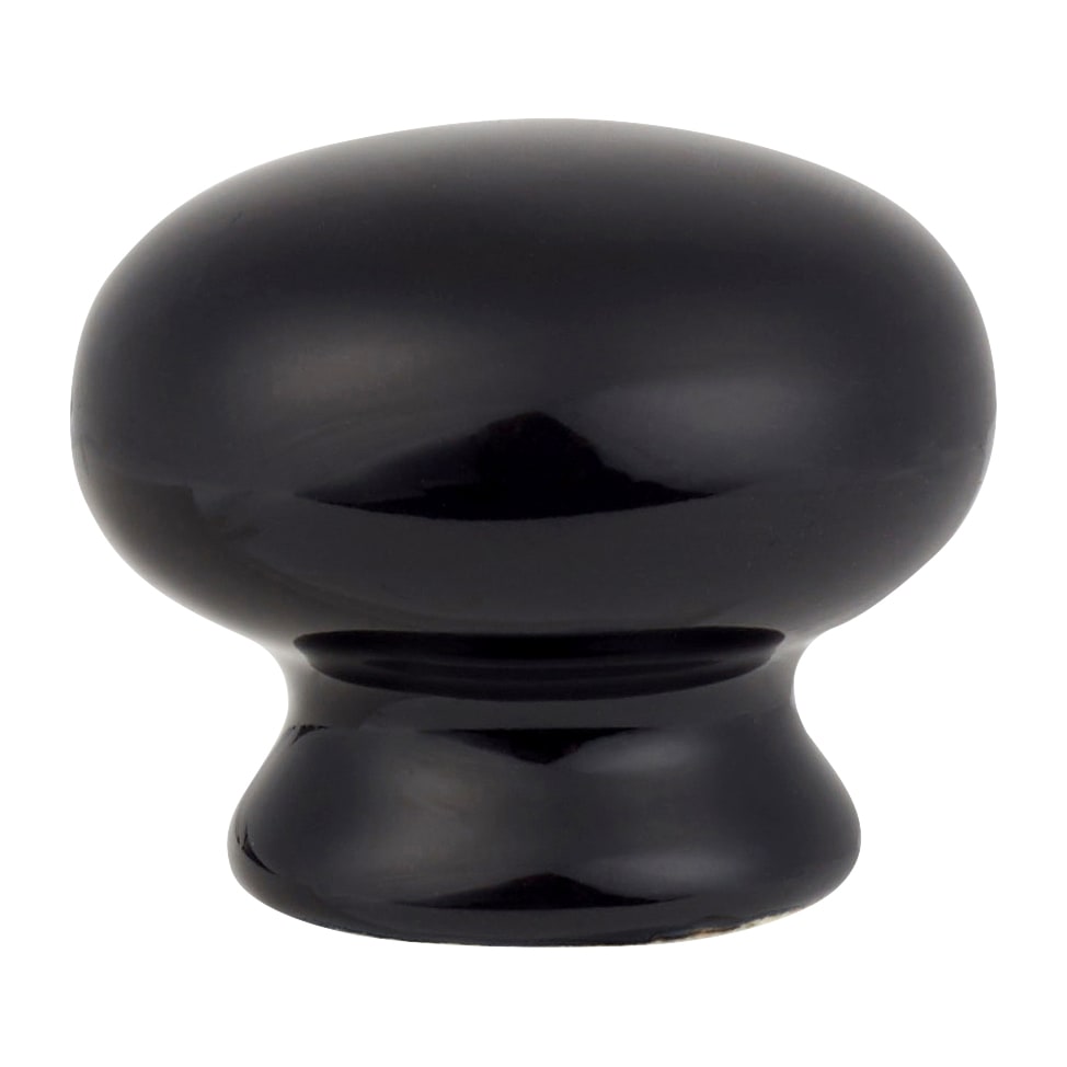 Ceramic/Porcelain Round Cabinet Knob - 30mm Diameter - Black - view 3